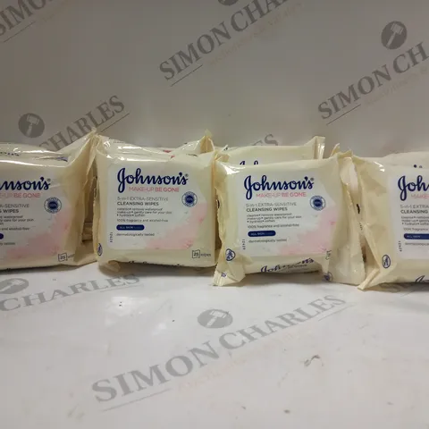 BOX OF 8 PACKS OF JOHNSONS MAKE-UP BE GONE 5-IN-1 EXTRA-SENSITIVE CLEANSING WIPES