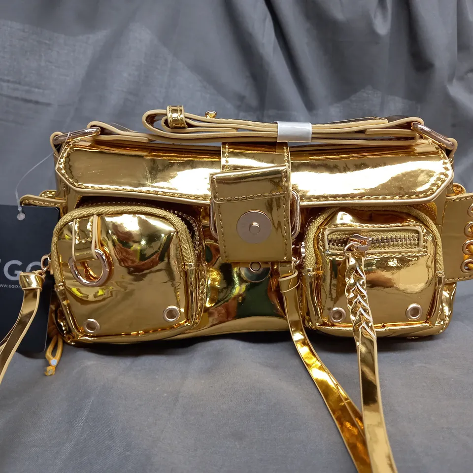 EGO GOLD CHROME SHORT STRAP POUCH BAG