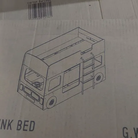 BOXED LONDON BUS BUNK BED - RED (INCOMPLETE, 3 BOXES OF 4 ONLY. BOX 2 OF 4 MISSING)