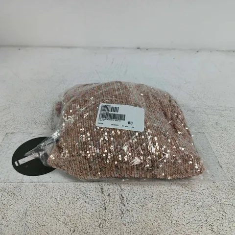 SOSANDAR SEQUIN RUCHED-FRONT SHIRT ROSE GOLD SIZE 20