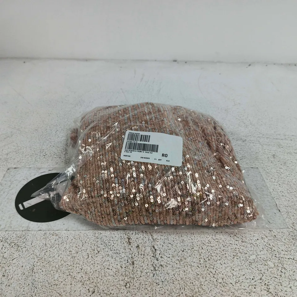 SOSANDAR SEQUIN RUCHED-FRONT SHIRT ROSE GOLD SIZE 20