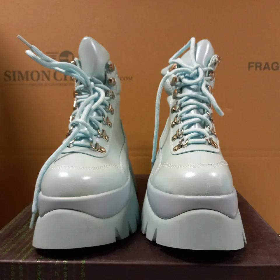KOI GOOEY BABY BLUE PLATFORM BOOTS - SIZE 3
