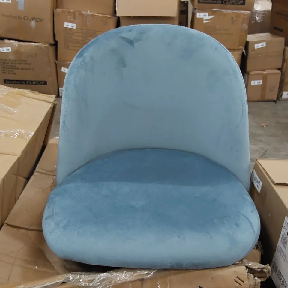 BOXED 2 LIGHT BLUE SUEDE CHAIRS (1 BOX)