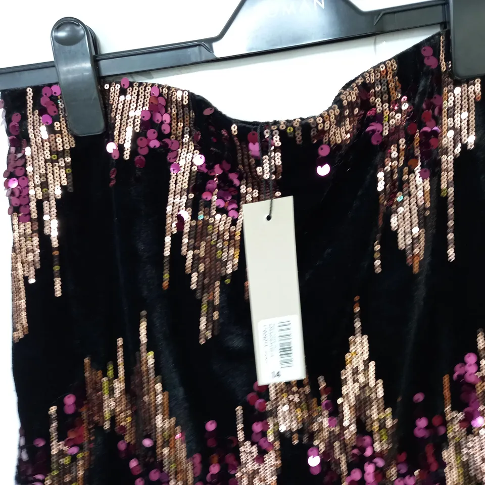ROMAN SEQUIN VELVET SKIRT - 14