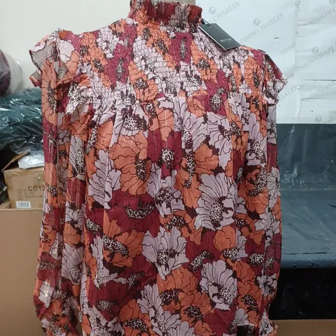 GREAT PLAINS LONDON RETRO POOPY SMOCK TOP WINE MULTI SIZE 12