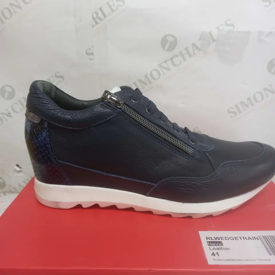 RUTH LANGSFORD WEDGE NAVY TRAINER SIZE 8