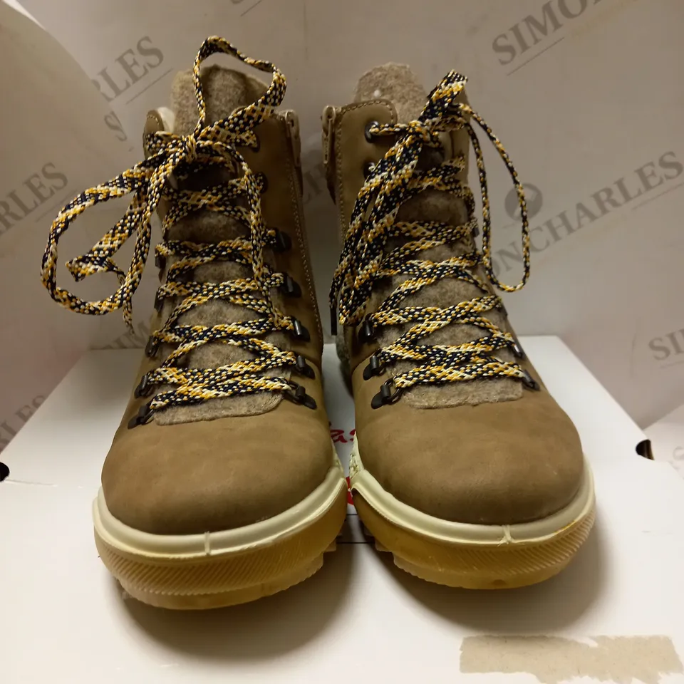 RIEKER TAUPE LACE UP BOOTS - SIZE 6