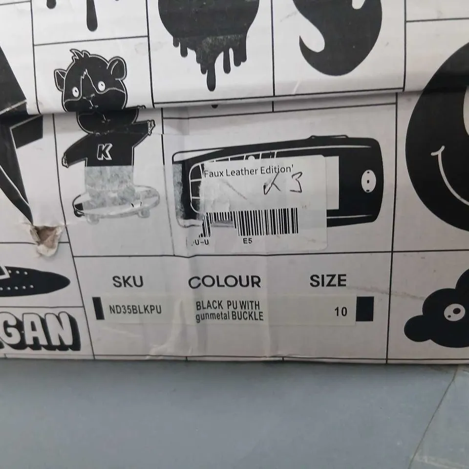 KOI VEGAN LEATHER EDITION PLATFORM MARY JANE SHOES – BLACK PU WITH GUNMETAL BUCKLE, UK 10