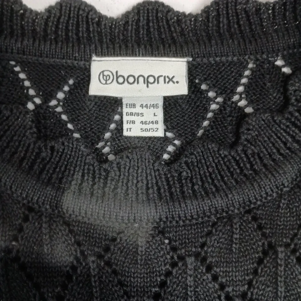 BONPRIX BLACK DIAMOND KNIT SLEEVELESS VEST – UK SIZE L (EU 44/46)