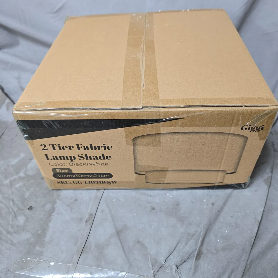 GIGGI 2 TIER FABRIC LAMP SHADE BLACK/WHITE BOXED
