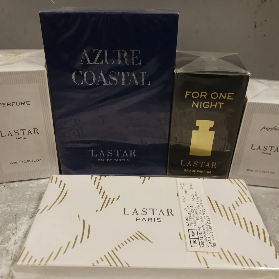 APPROX 20 ASSORTED LASTAR FRAGRANCES TO INCLUDE AZURE COASTAL, FOR ONE NIGHT, PERFUME, ETC 