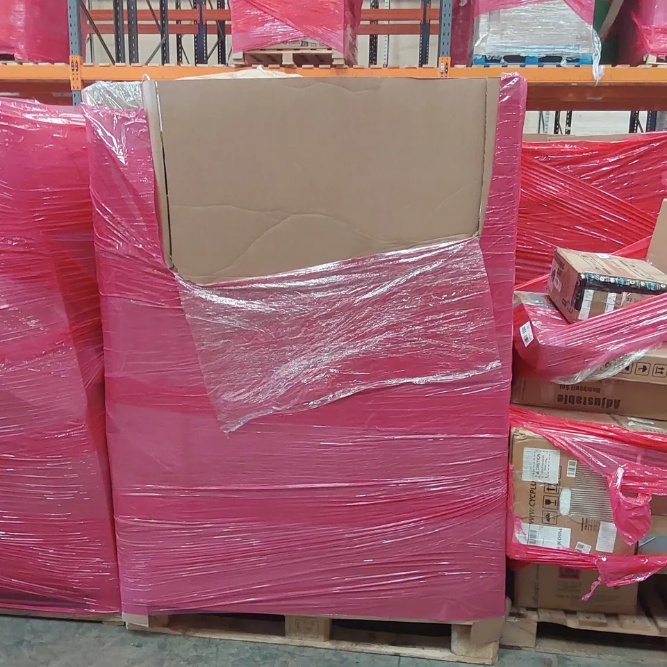 PALLET OF ASSORTED ITEMS INCLUDING: ESPRESSO COFFEE MACHINE, ARTIFICIAL CHRISTMAS TREE, TOILET SAFETY RAIL, GRILL GATE, BED RAIL GUARD ECT