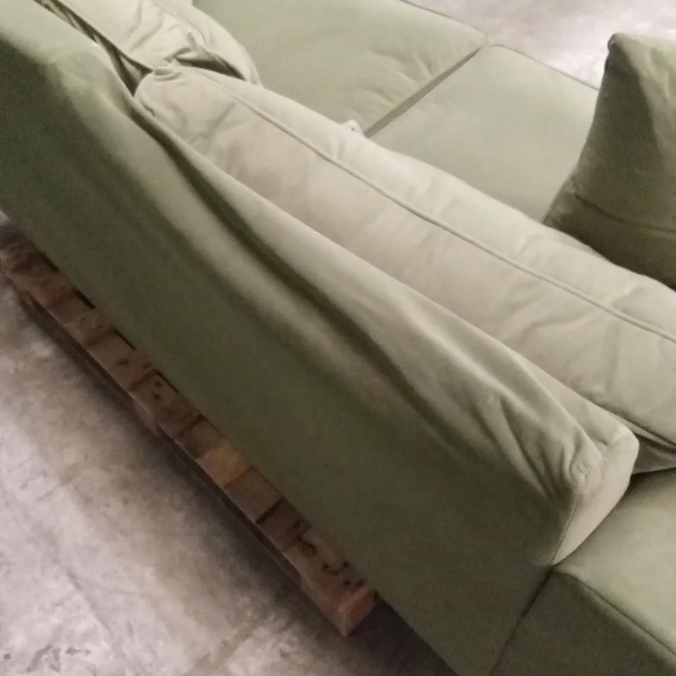 QUALITY DESIGNER SOLACE+CO AINSLEY 3 SEATER KHAKI GREEN VELVET SOFA