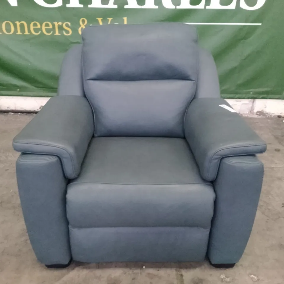 QUALITY ITALIAN DESIGNER PARMA NEW ELECTRIC RECLINER CHAIR - GREY LEATHER 