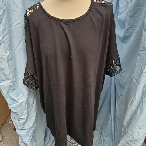 YOURS CLOTHING BLACK WOMEN'S TOP WITH LACE SLEEVES β UK 22-24