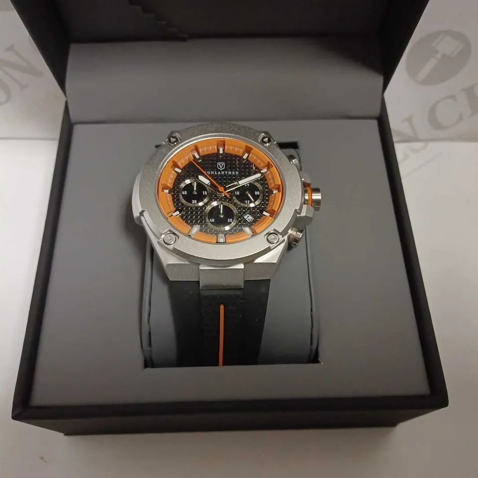 MENS VONLANTHEN CHRONOGRAPH WATCH – V200 – TEXTURED DIAL – 3ATM WATER RESISTANT – BLACK RUBBER STRAP