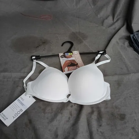 M&S BODY FLEXIFIT UNDERWIRED PUSH UP PLUNGE BRA – UK SIZE 30D – WHITE