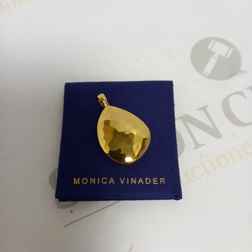 MONICA VINADER GOLD COLOURED TEXTURED DROP PERSONALISED LOCKET 