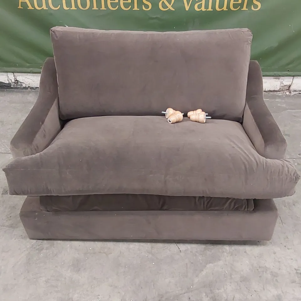 QUALITY DESIGNER 2 SEATER BROWN SOFA BED 