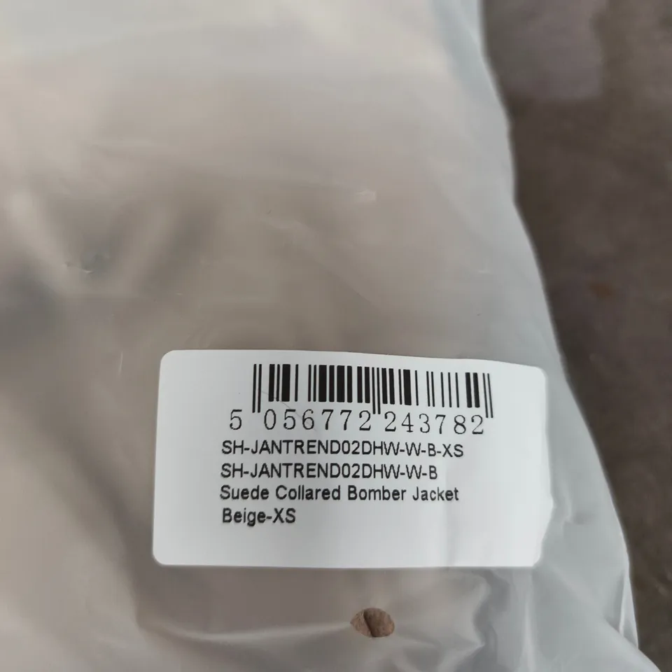 CERNUCCI SUEDE COLLARED BOMBER JACKET – BEIGE – XS