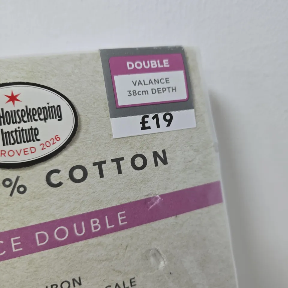 PURE 100% COTTON VALANCE DOUBLE – 38CM DEPTH, WHITE