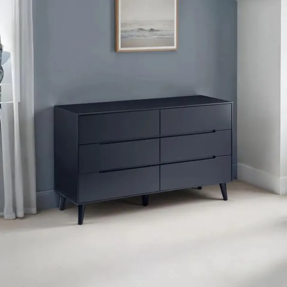 BOXED DOREL CECIL 6 DRAWER WIDE CHEST - ANTHRACITE (1 BOX)