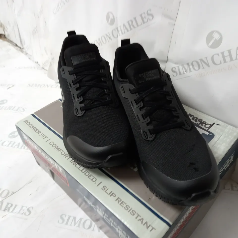 SKETCHERS SQUAD WORK SLIP RESISTANT TRAINERS BLACK SIZE 5.5