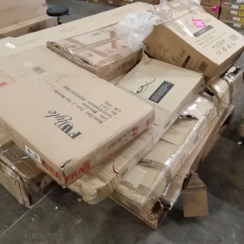 PALLET OF ASSORTED INCOMPLETE FURNITURE PARTS AND PIECES