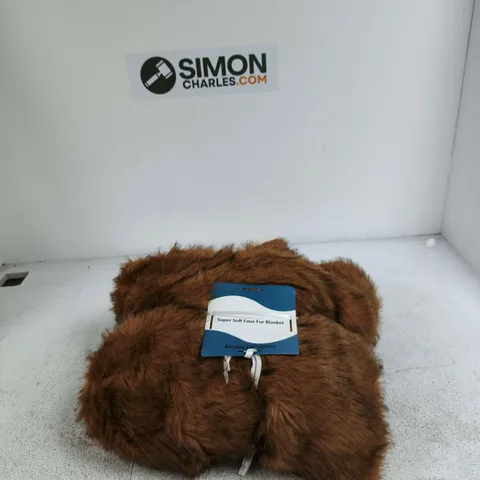 BROWN SUPER SOFT FAUX FUR BLANKET, 150 X 200 CM