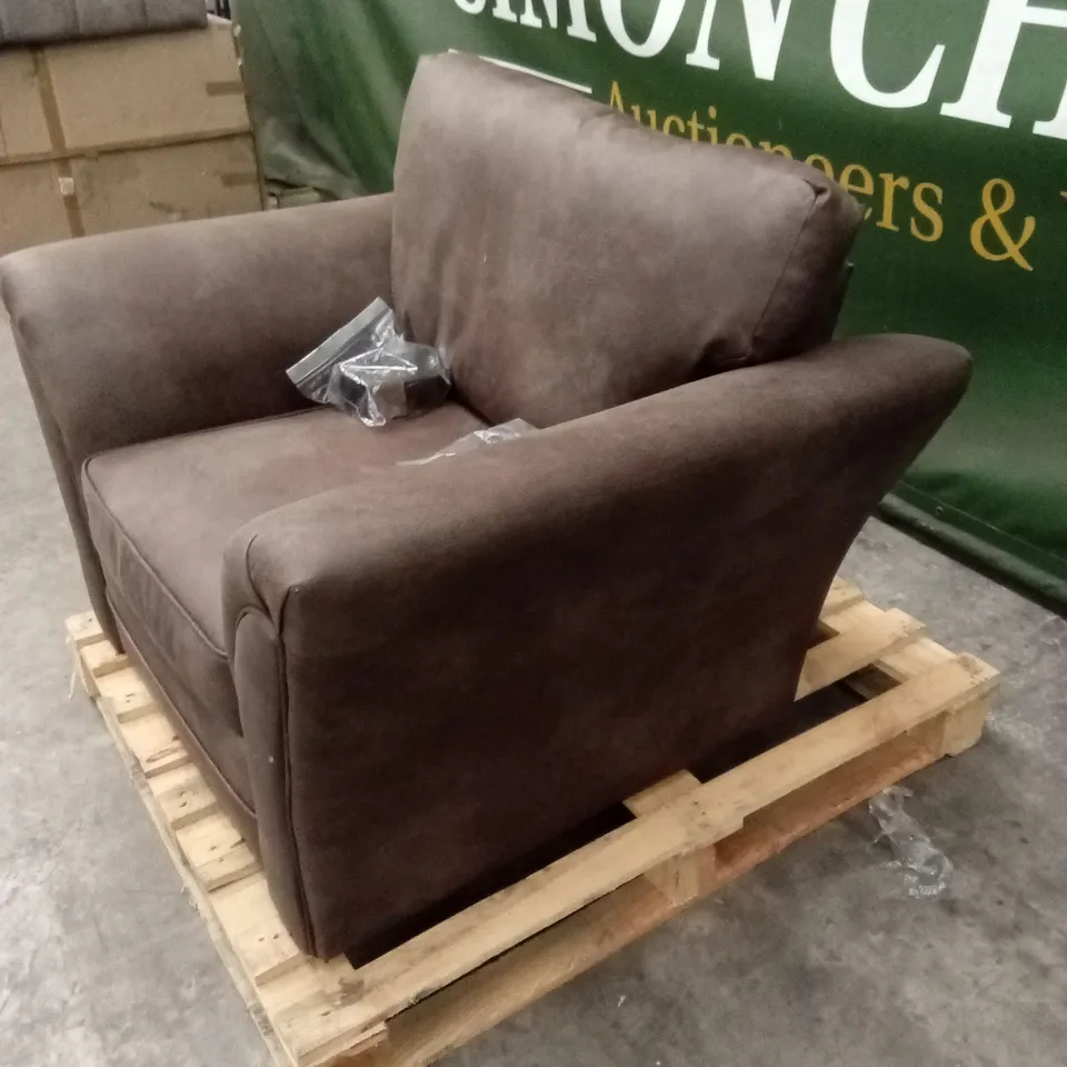 DURY LEATHER LOOK ARMCHAIR - CHOCOLATE RRP £339