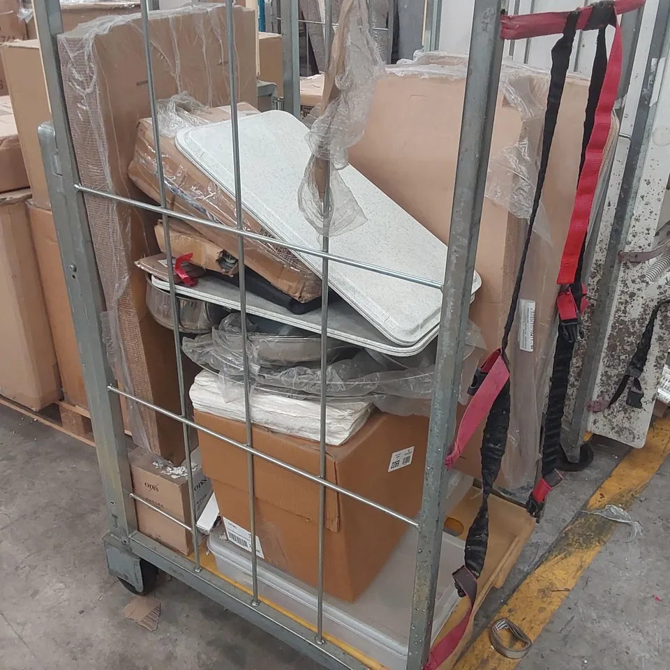 CAGE CONTAINING ASSORTED ITEMS INCLUDING CATERING EQUIPMENT ECT // CAGE NOT INCLUDED 
