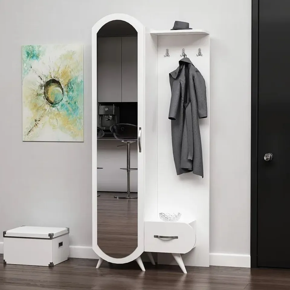 PITTENGER HALL TREE SHOE STORAGE WHITE