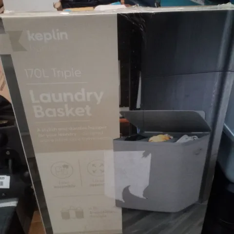 BOXED KEPLIN 170L TRIPLE LAUNDRY BASKET 