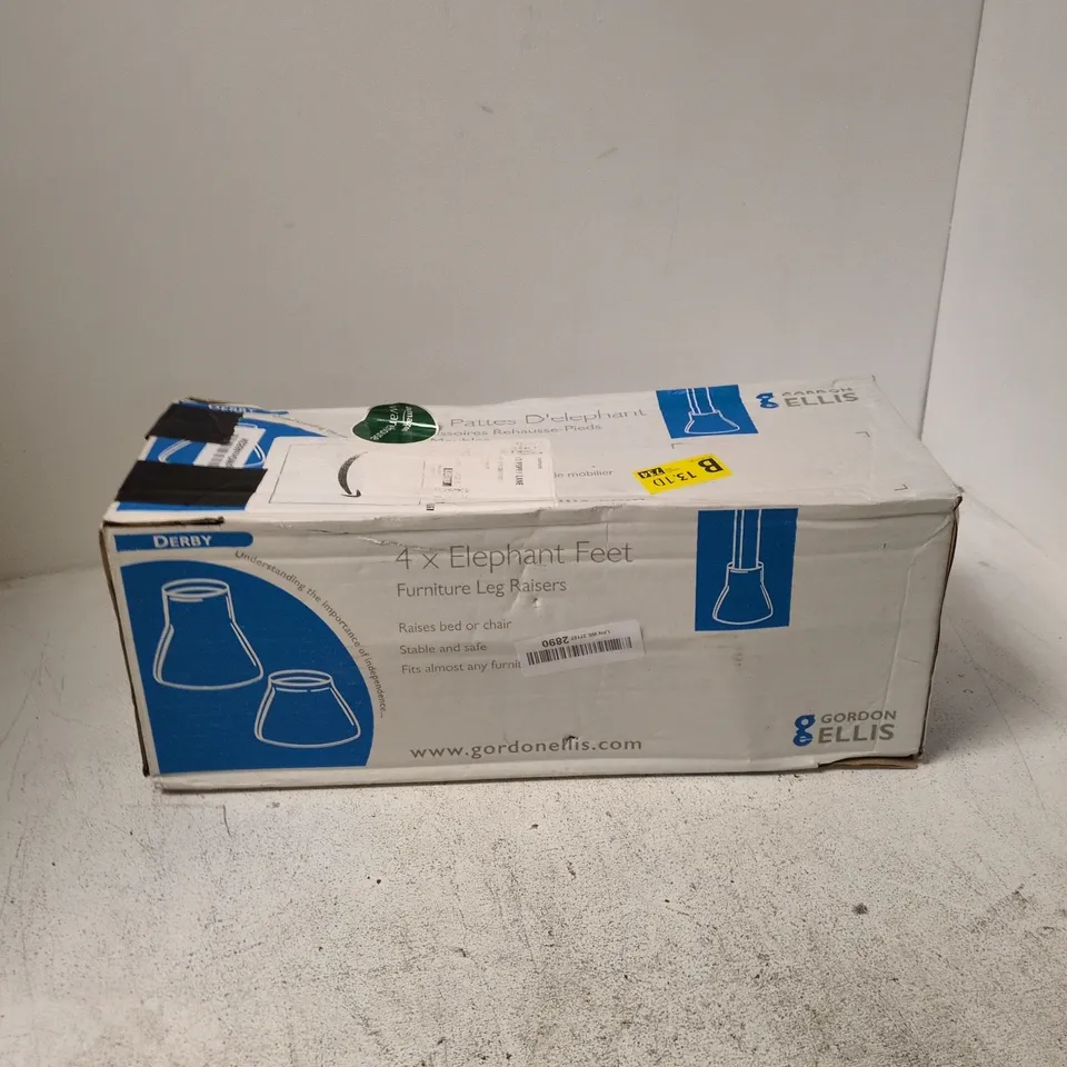 GORDON ELLIS 4X ELEPHANT FEET FURNITURE LEG RAISERS – BOXED