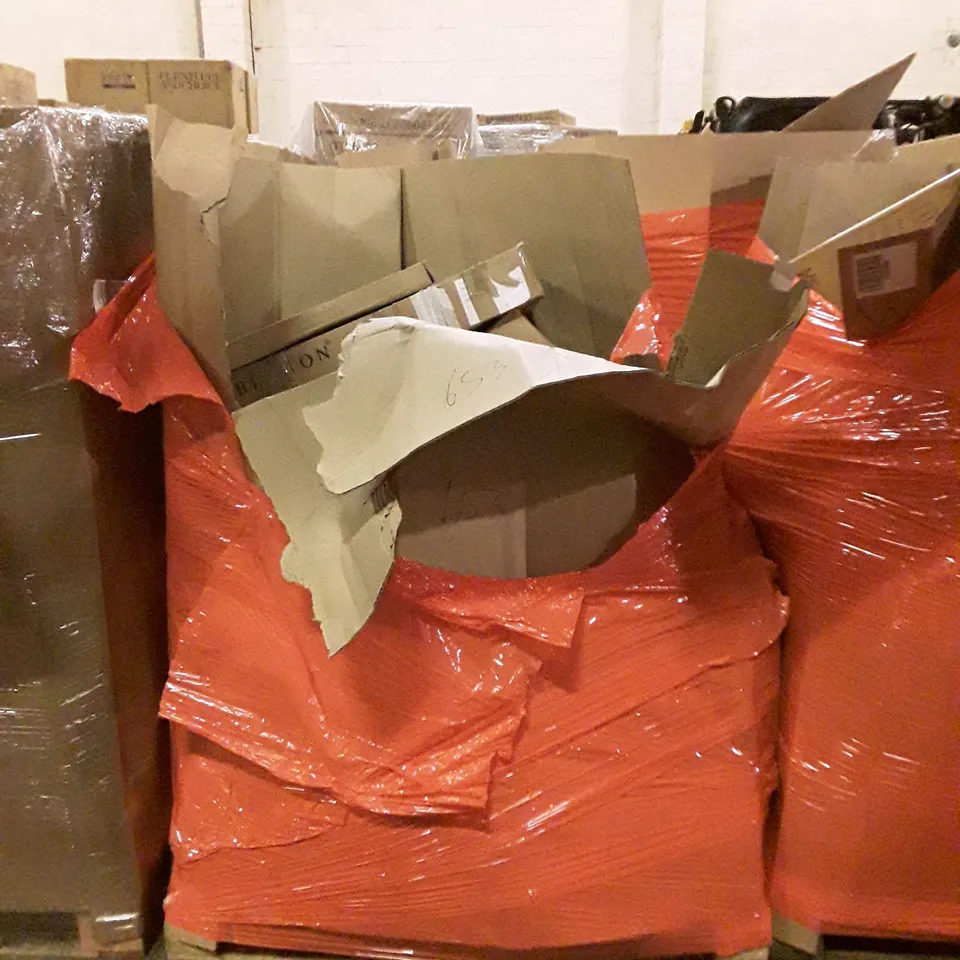 PALLET CONTAINING ASSORTED HOUSEHOLD PRODUCTS INCLUDING TOILET SEAT, BOXED FURNITURE, LIGHT/LAMP SHADES ETC