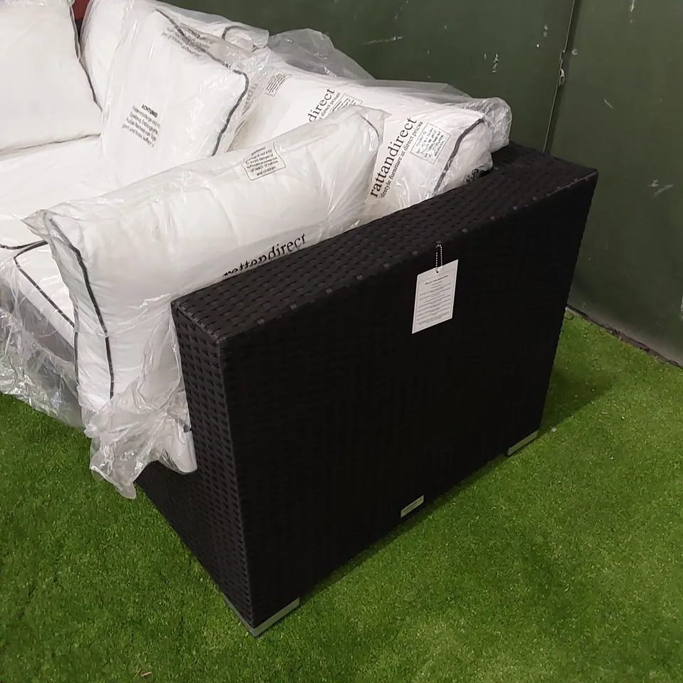 DESIGNER FLORIDA 2 SEATER BLACK RATTAN PATIO SOFA WITH CUSHIONS