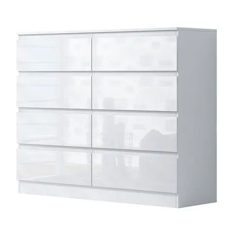 BOXED STORA 4 + 4 DRAWER CHEST - WHITE GLOSS (2 BOXES)