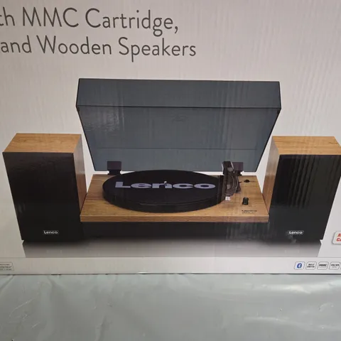 BOXED TURNTABLE WITH MMC CARTRIDGE, BLUETOOTH AND WOODEN SPEAKERS