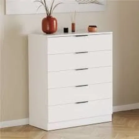 BOXED VIDA TREGA 5 DRAWER CHEST - WHITE (1 BOX)