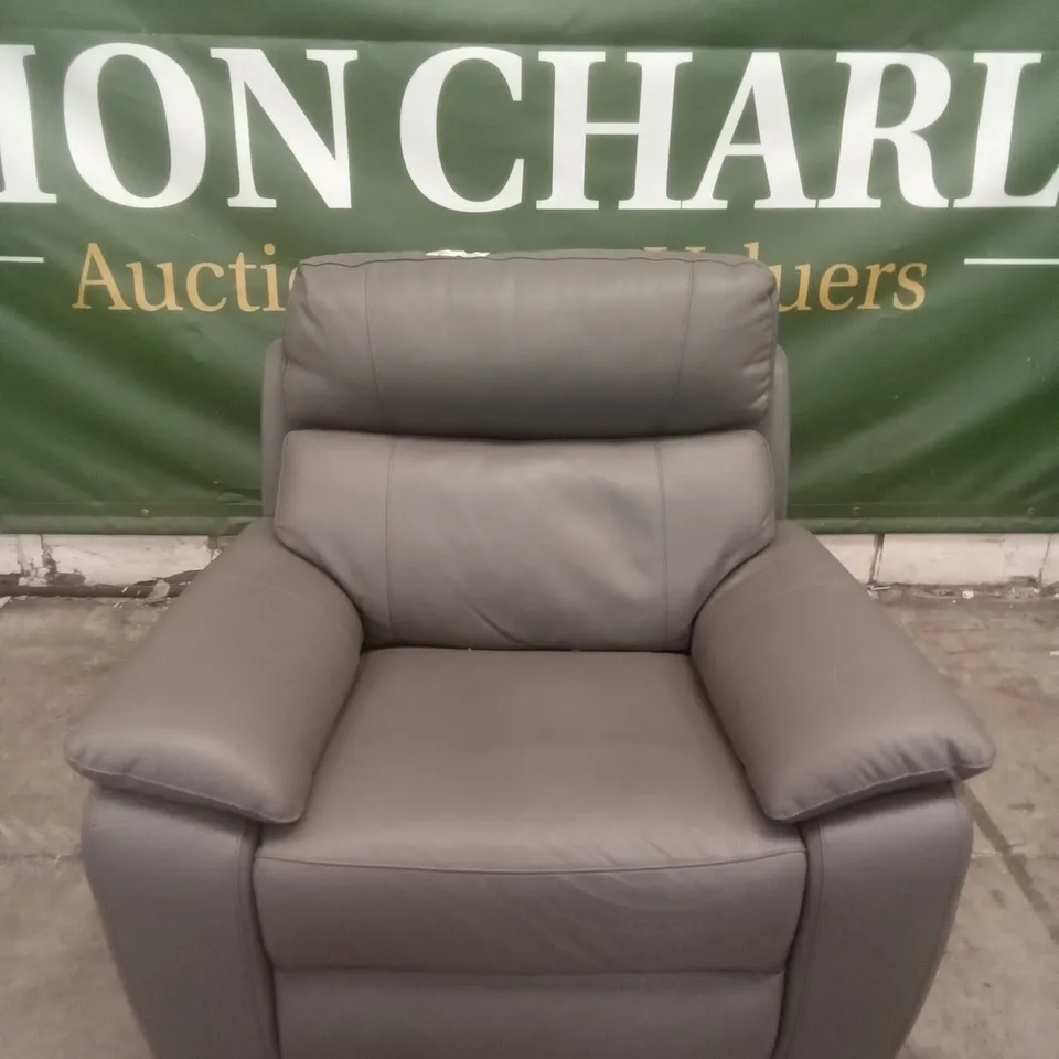QUALITY ITALIAN DESIGNER PATRIZIO SMALL ARMS ELECTRIC RECLINER CHAIRS - ANTHRACITE GREY LEATHER