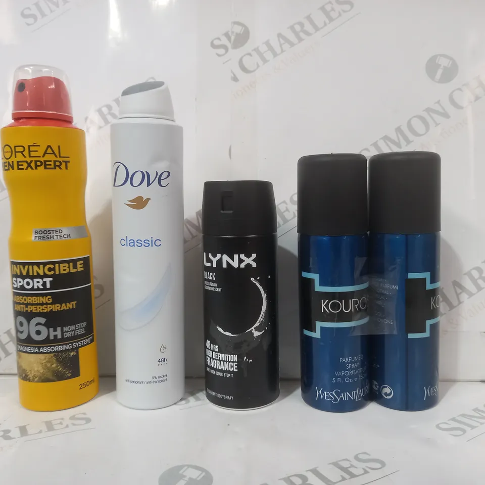 APPROXIMATELY 10 ASSORTED AEROSOL ITEMS IN INCLUDE LYNX BLACK, DOVE CLASSIC, LOREAL ANTI-PERSPIRANT, ETC - COLLECTION ONLY