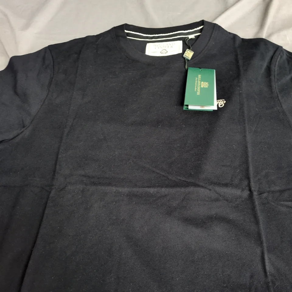 HOLLAND COOPER MENS BLACK CREW-NECK TOP SIZE S