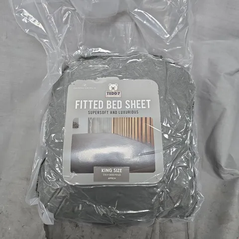 GAVENO CAVAILIA TEDDY COLLECTION FITTED BED SHEET IN GREY - KING SIZE