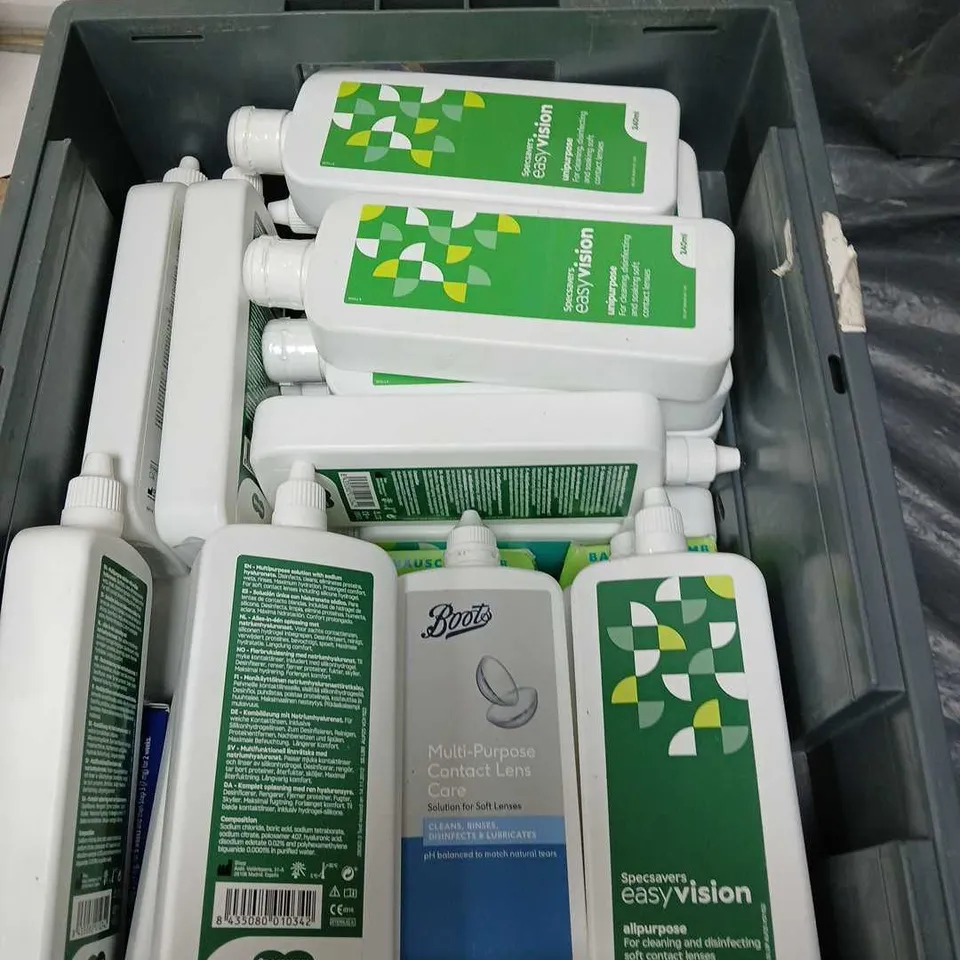 APPROXIMATELY 20 BOTTLES OF CONTACT LENS CLEANING SOLUTION