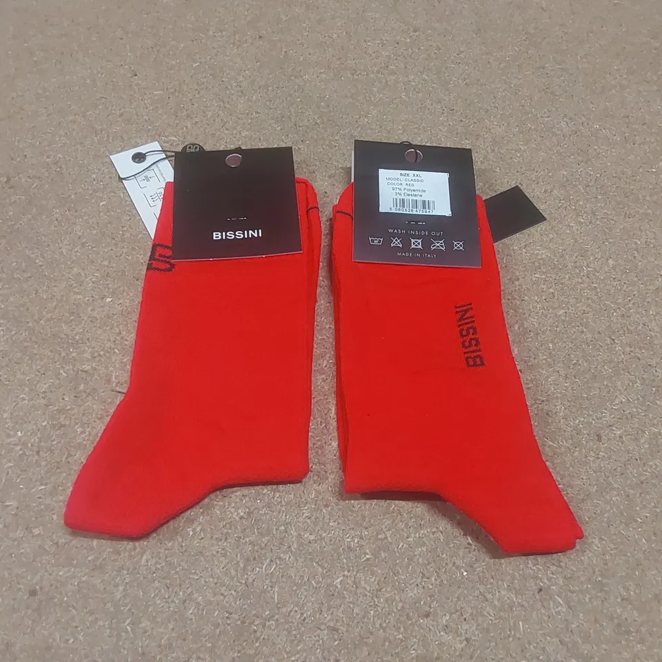 BOX TO CONTAIN APPROX 17 BRAND NEW PAIRS OF BISSINI CYCLING SOCKS - RED // SIZE: XXL // 1 PAIR PER PACK