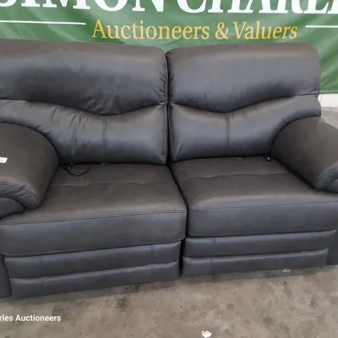 QUALITY BRITISH DESIGNER G PLAN STRATFORD POWER RECLINING TWO SEATER SOFA REGENT CHARCOAL LEATHER