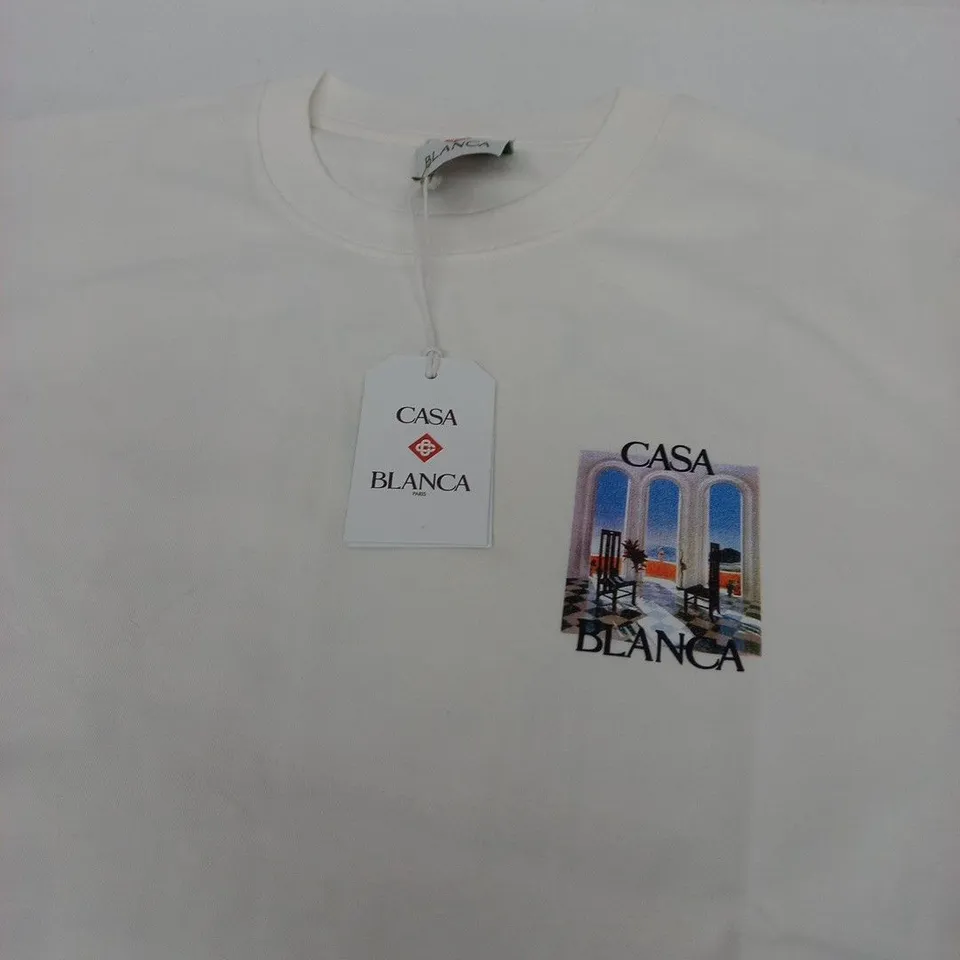 CASA BLANCA WHITE T‑SHIRT WITH GRAPHIC PRINT  - SIZE XXL