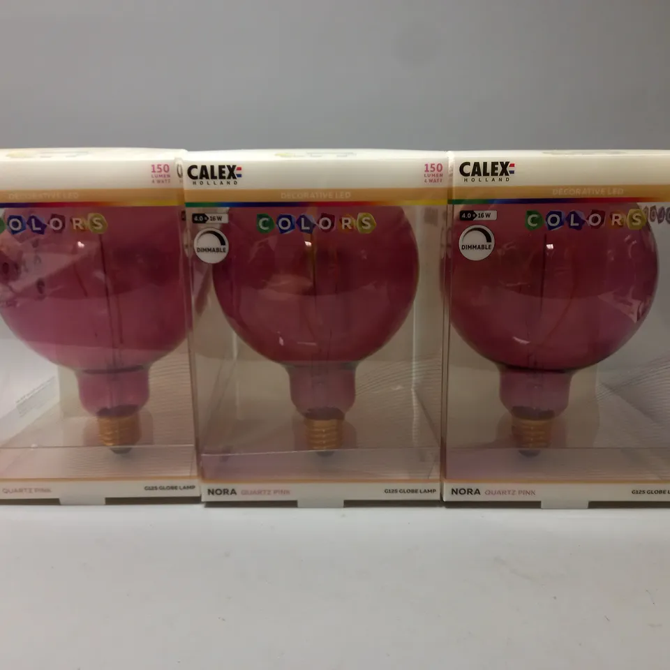 BOX OF 3 CALEX HALLAND NORA QUARTZ PINK DECORATIVE LED 150 LUMENS 4 WATT