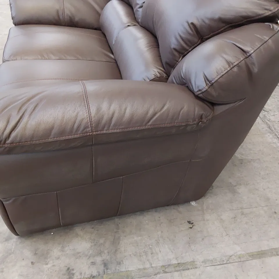 DESIGNER TWO SEATER SOFA BROWN FAUX LEATHER 
