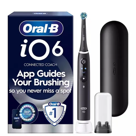 UNBOXED ORAL-B IO6 BLACK LAVA ELECTRIC TOOTHBRUSH + TRAVEL CASE